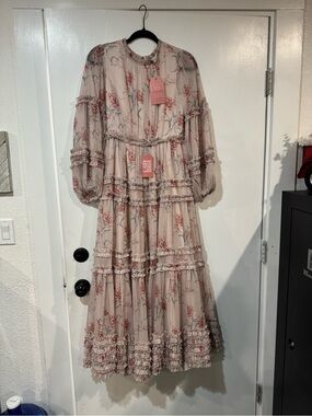 Ivy City Co Blush Floral Ruffle Tiered Maxi Dress